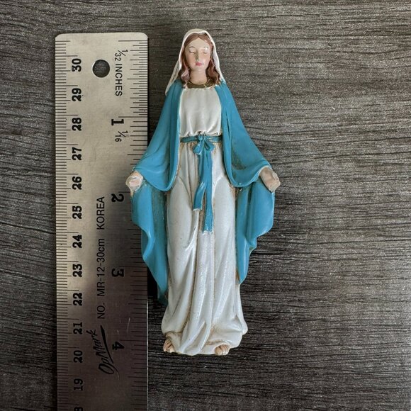 Virgin Mary Figurine Statue | 4.25" Catholic Religious Decor | Mother of God - Picture 10 of 13